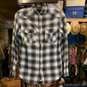 Pearl Snap Western Blue Plaid Shirt